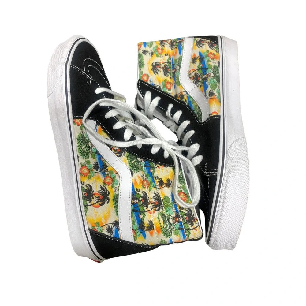 Vans Sk8-Hi Black Tropical Island Palm Tree High Top Sneaker Mens 12 Skater casu
